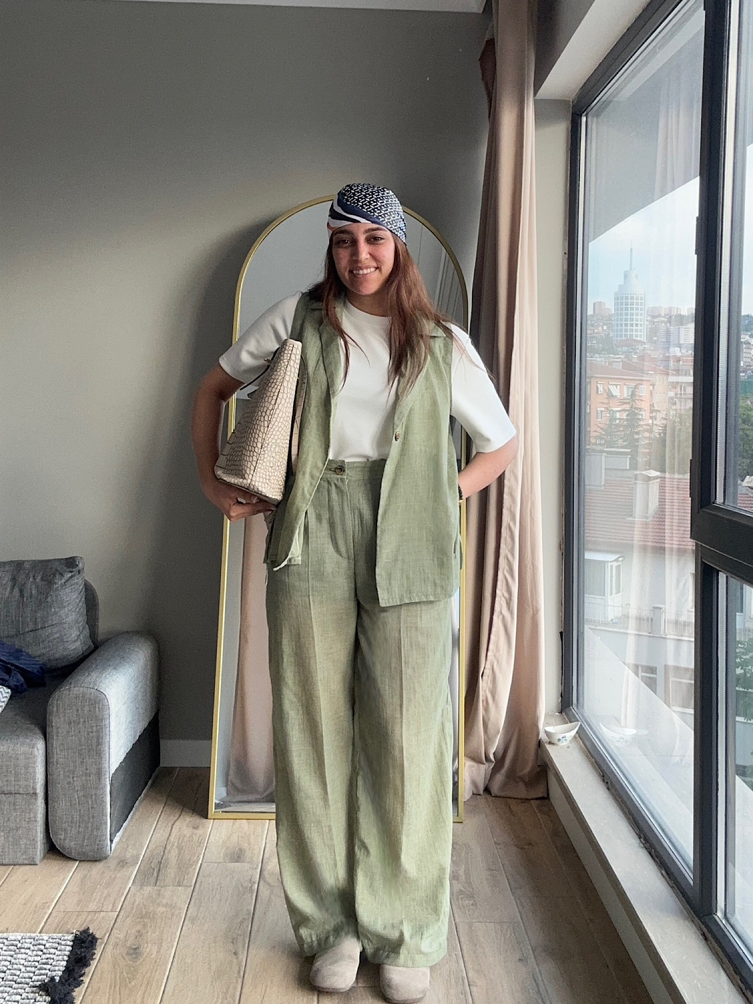 ست وست و شلوار سبز 